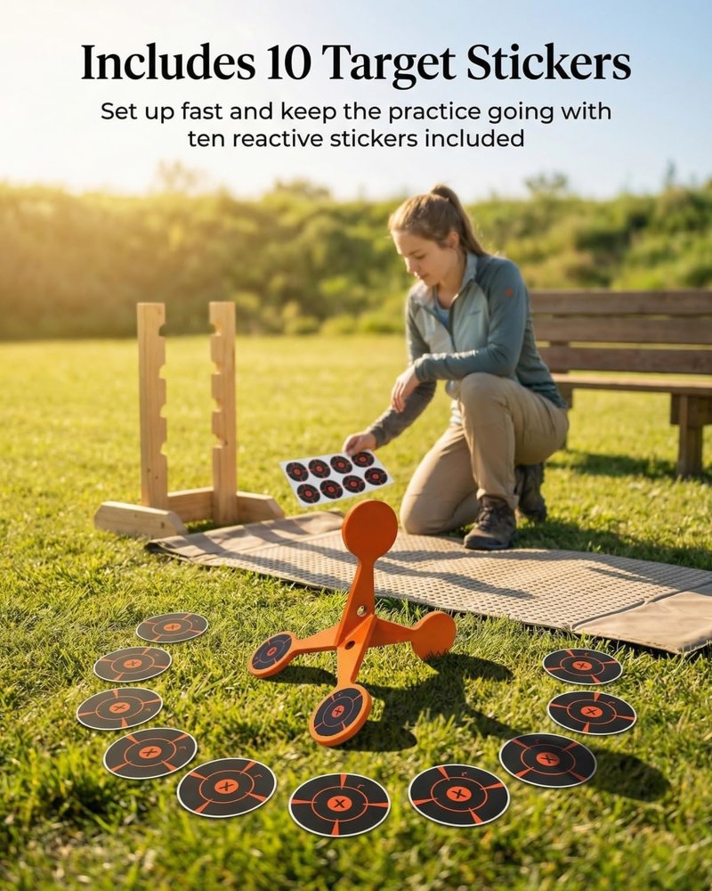Spinning Shooting Target Thickened Flip Roller, Walking Flipping or Jumping Resetting Target with 10 Sheets of Splash Paper, Portable Metal Reactive Targets for Airsoft, Pellet Guns(2mm)
