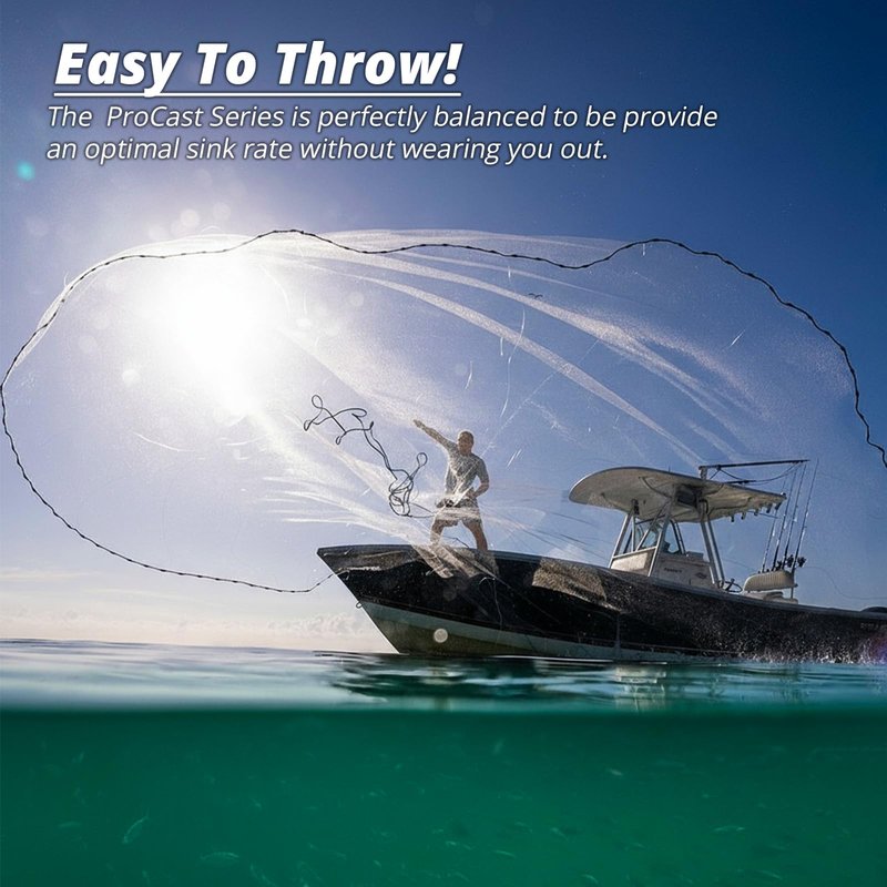 1.3 lbs/ft Fishing Cast Net with Eco-Friendly Lead Weights, 3/8inch Mesh Size, Throw Nets for Freshwater & Saltwater, 4/6/8/10/12 Ft Radius Casting Net (10 ft Radius)