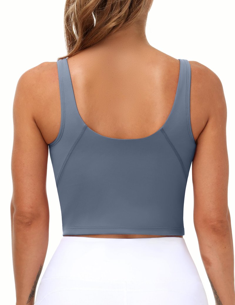 Women’s Longline Sports Bra Wirefree Padded Medium Support Yoga Bras Gym Running Workout Tank Tops (Ink Blue, Medium)