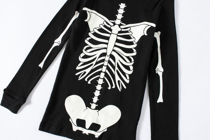Family Feeling Baby Infant Holiday Halloween Skeleton Black Matching Family Long Sleeves Pajamas Set Size 12-18 Monthes