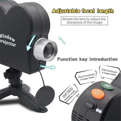 Halloween Window Projector,Halloween Holographic Projector,Christmas Led Holographic Projection Lamp,12 Movies,Used for Halloween Outdoor,Christmas Garden Decoration Family Outdoor Party