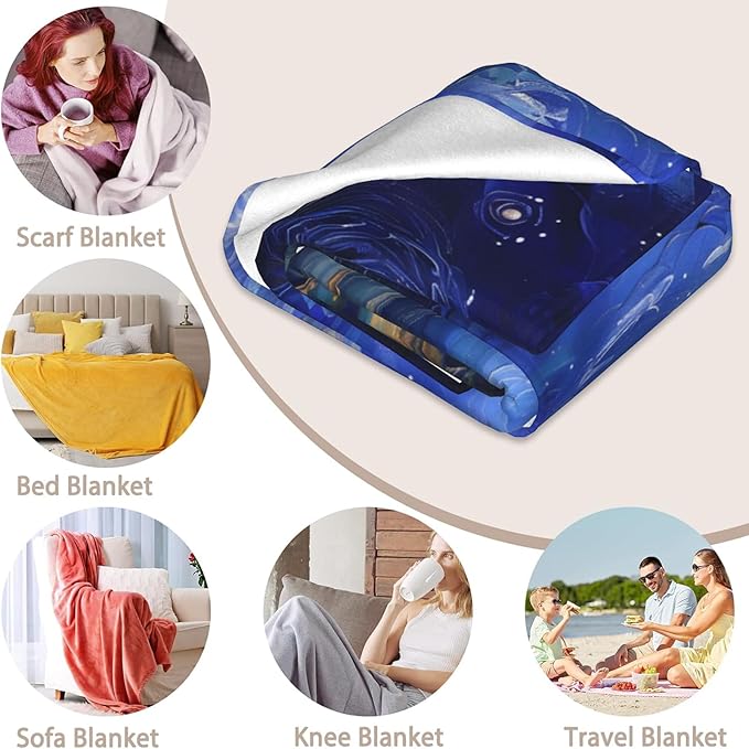 Underwater Octopus Throw Blanket for Boys Girls Kids Adults Women, Fuzzy Warm Soft Cozy Flannel Blankets Gifts for Bedroom, Couch, Travel, Home Decor 60x80 in