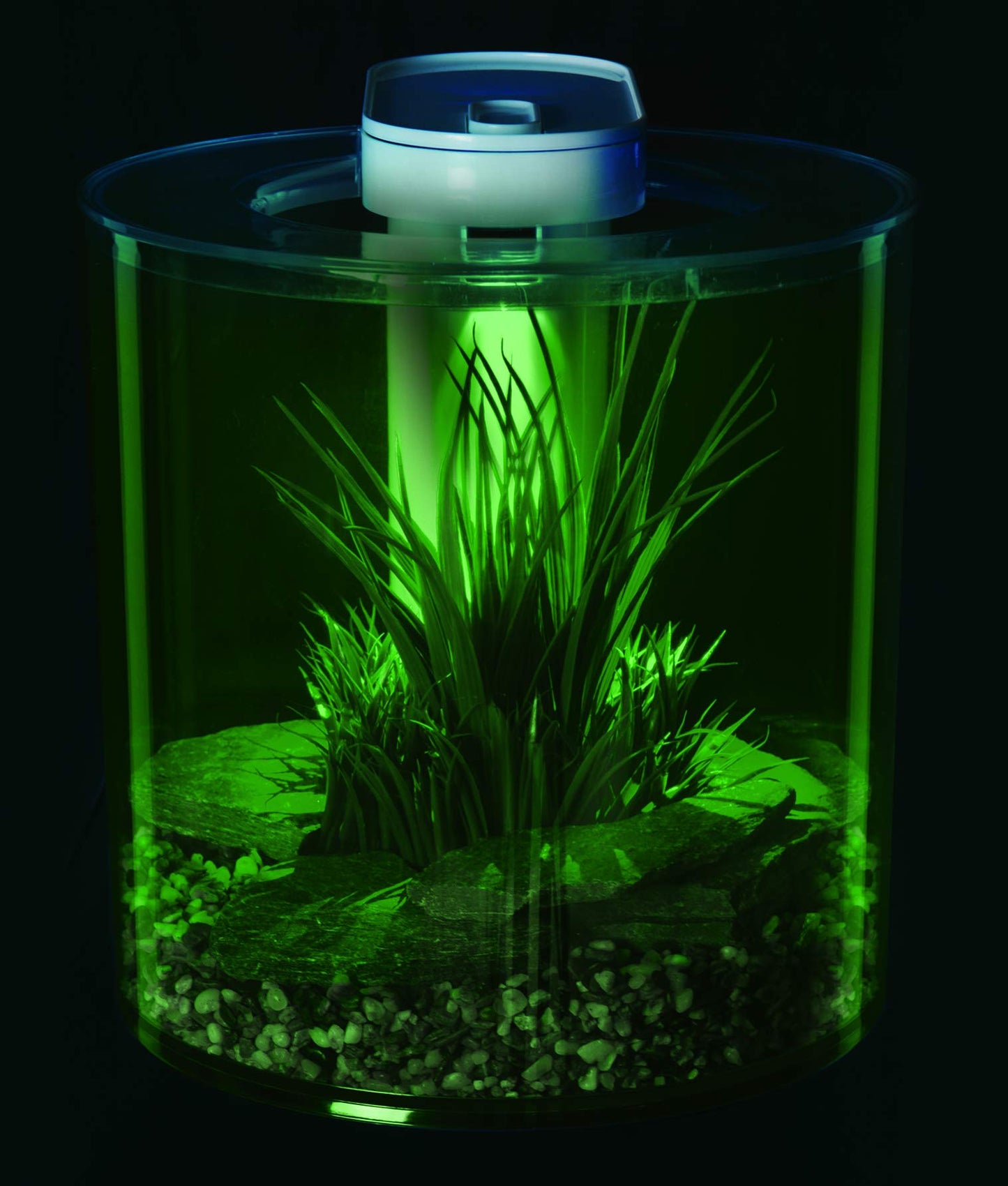 Marina 360 Aquarium with Remote Control LED Lighting, Multi-colour, 10 Litre,Blue,Green,Red