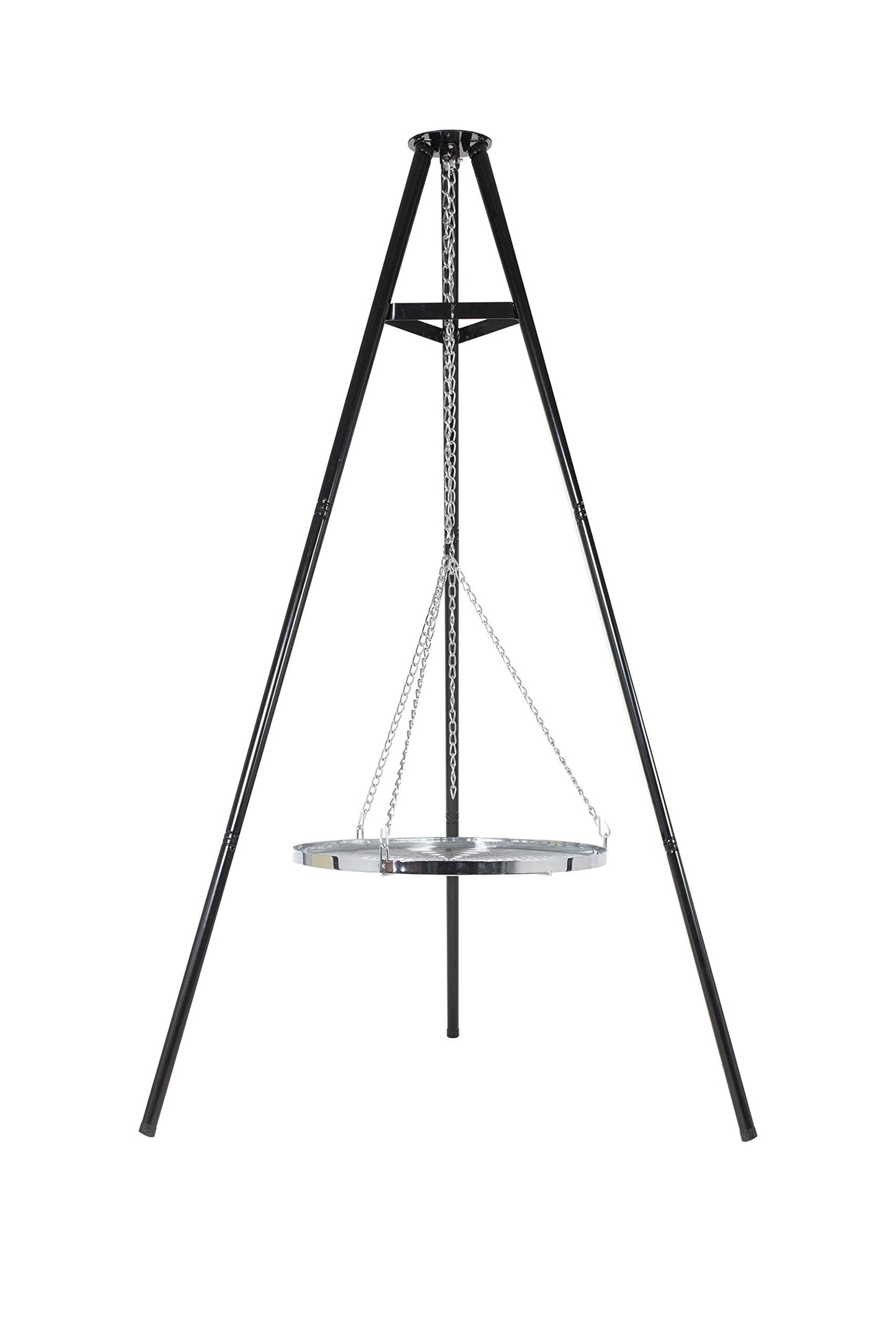 La Hacienda Tripod with BBQ Cooking Grill - Adjustable Height - Portable - Camping, Black