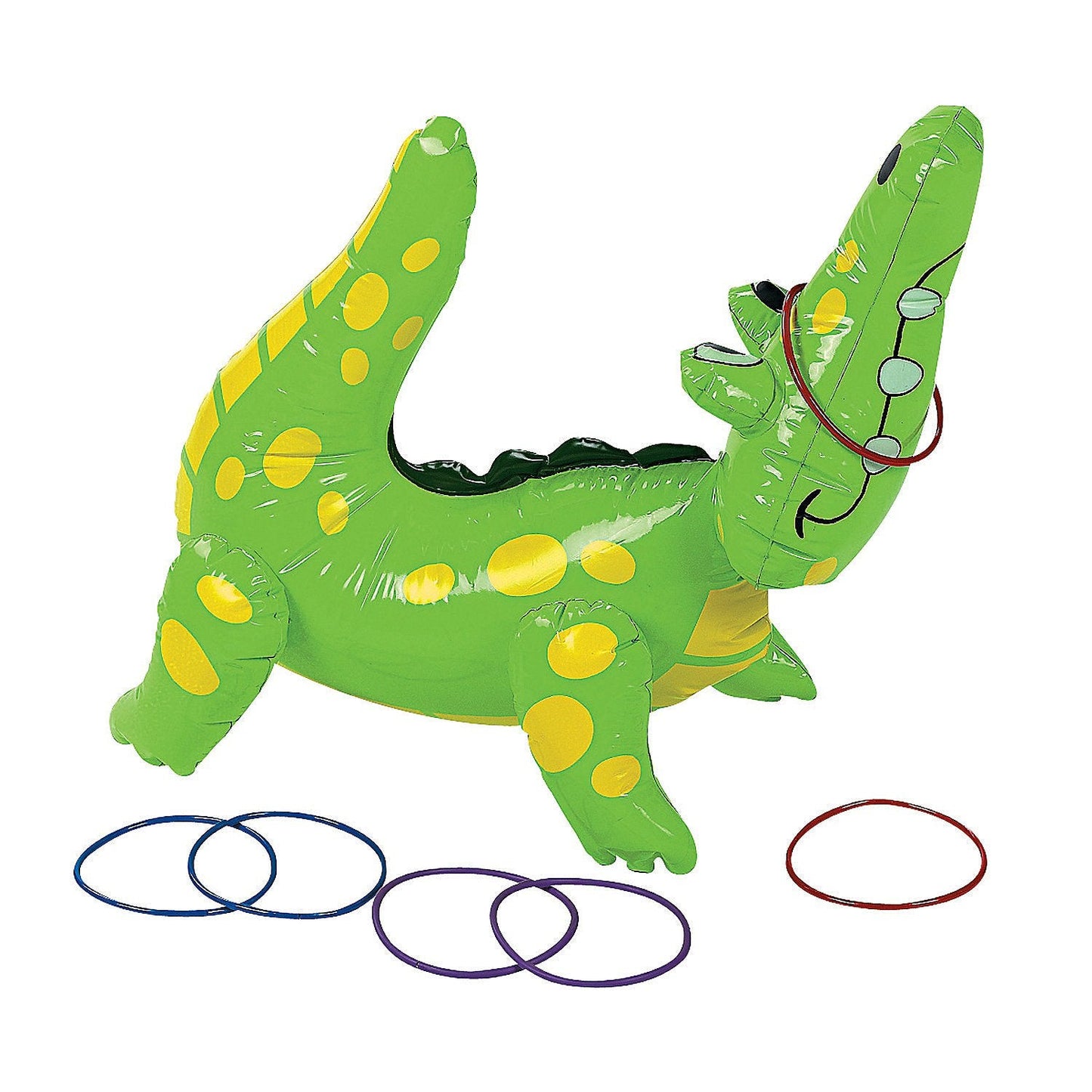 Fun Express Inflatable Alligator Ring Toss Game (Includes 6 Rings) Party Games and Activities for Kids
