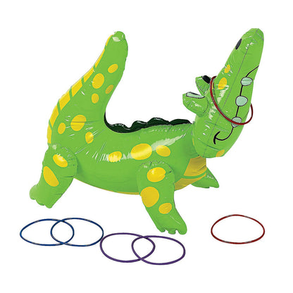 Fun Express Inflatable Alligator Ring Toss Game (Includes 6 Rings) Party Games and Activities for Kids