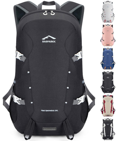 BAGPARKK 35L Lightweight Packable Travel Hiking Backpack Daypack,Water Resistant Camping Daypack (Black（35L）)