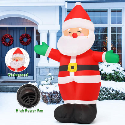 GOOSH 5 FT Christmas Inflatables Santa Claus Outdoor Decorations Blow Up Yard Standing Santa with Built-in LEDs for Holiday Party Xmas Yard Garden Lawn Decor