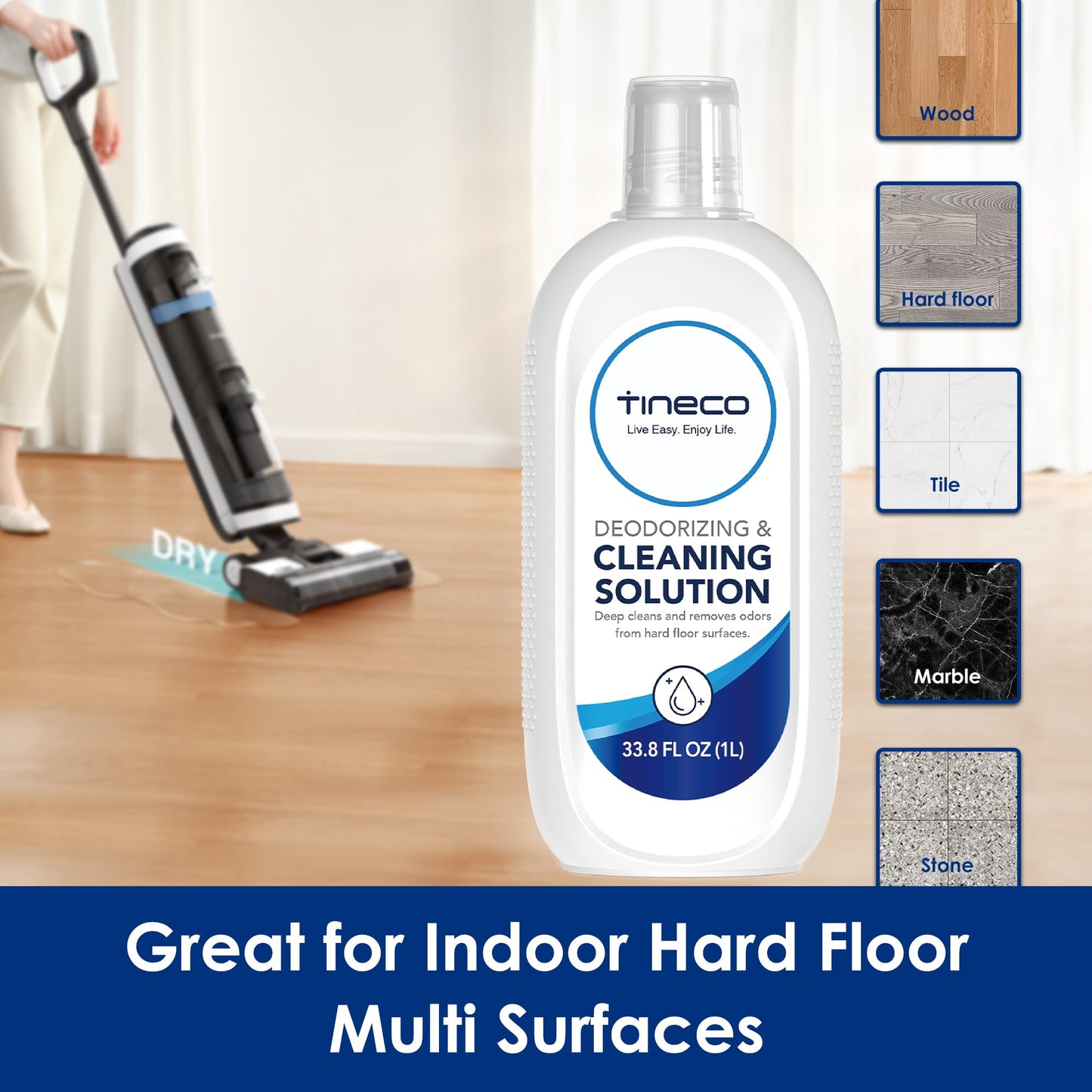 Tineco Floor Cleaning Solution 1L for iFLOOR Series (EXCEPT iFLOOR 5 Steam), FLOOR ONE S3 / S5 / S6 / S7 Series (EXCEPT S5 Steam) Wet Dry Vacuum (33.8 OZ)
