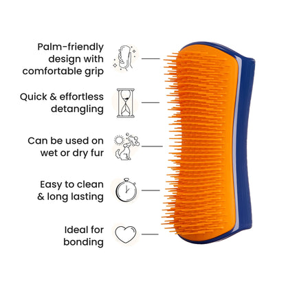 Tangle Teezer | Pet Teezer | Detangling and Dog Grooming Brush | Dry Brush or Dog Bath Brush | Navy & Orange