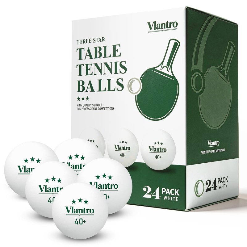 Vlantro 24 Pack 3-Star White Table Tennis Balls, Premium 40+ ABS Regulation Bulk Ping Pong Balls for Competition & Training, for Indoor/Outdoor Play