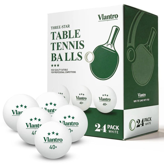 Vlantro 24 Pack 3-Star White Table Tennis Balls, Premium 40+ ABS Regulation Bulk Ping Pong Balls for Competition & Training, for Indoor/Outdoor Play