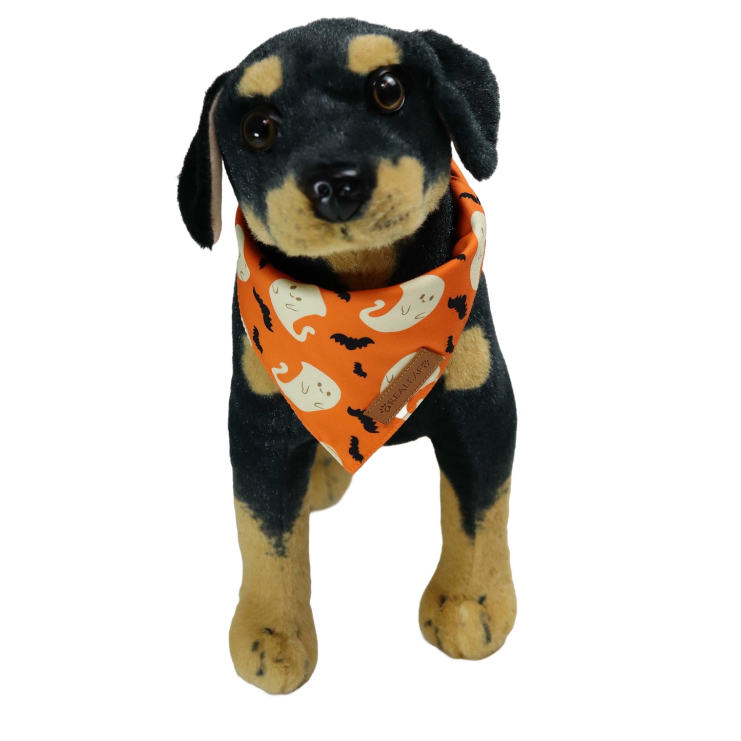 Realeaf Halloween Dog Bandanas 2 Pack, Spider Web Ghosts Bibs, Triangle Reversible Fall Pet Scarf, Premium Durable Fabric, Adjustable Fit (Halloween, Large)