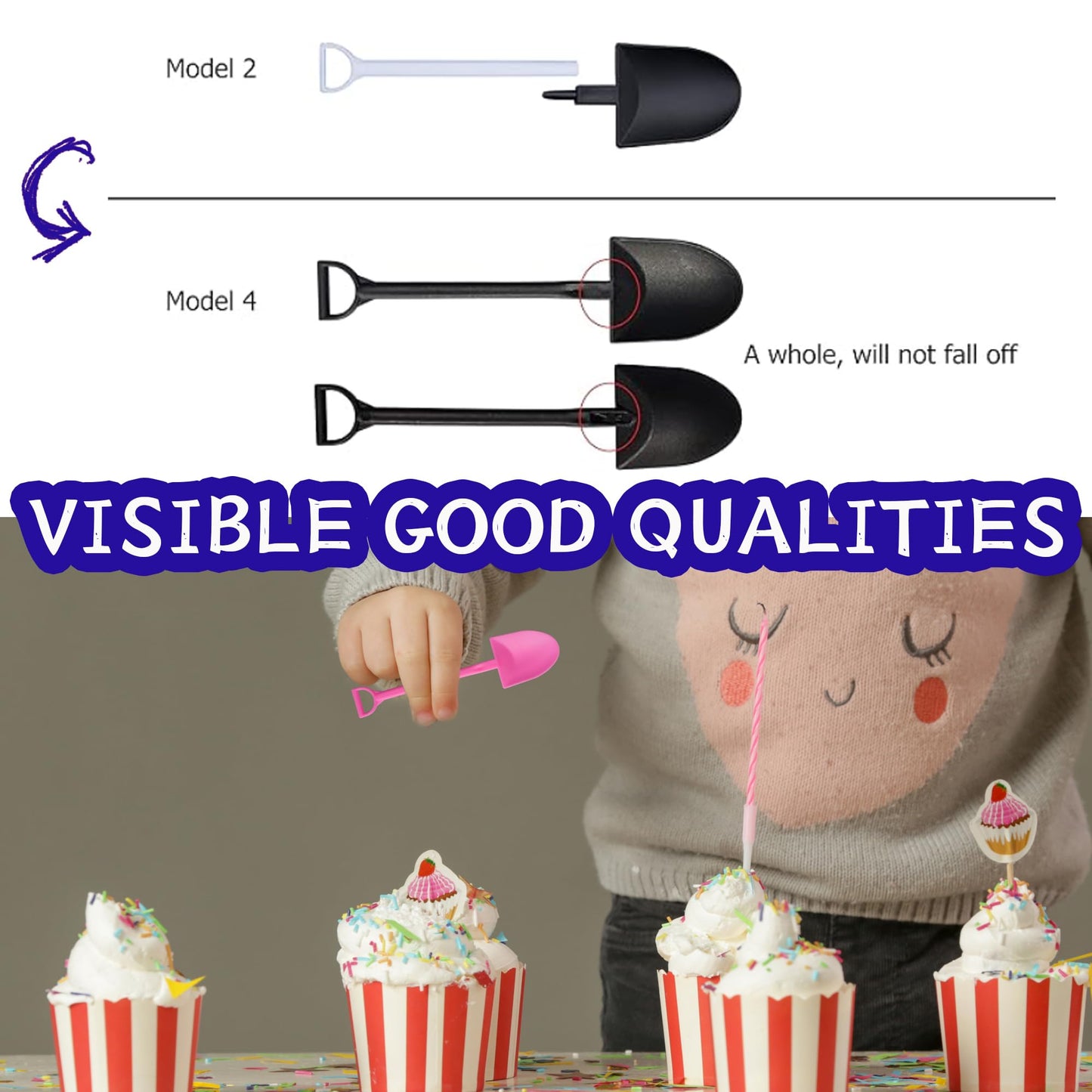 OaaXbbECco Novelty Mini Shovel Shape Spoons Cute Disposable Plastic Dessert Spoons