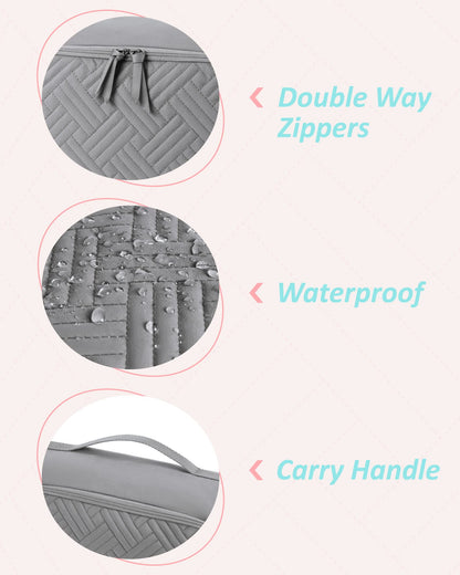 BAGSMART Quilted Packing Cubes for Travel, 6 Set Packing Cubes for Suitcases, Lightweight Travel Cubes (1 L+3 M+1 S+1 Shoe Bag) Suitcases Organizer, Grey