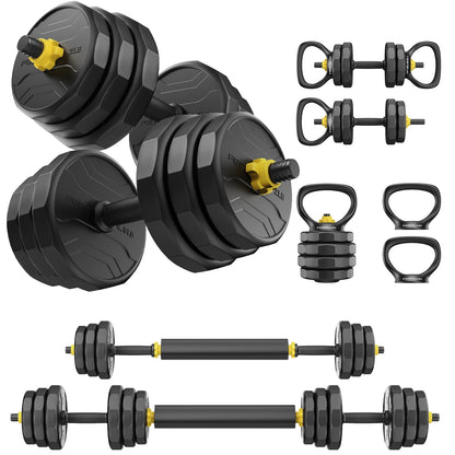 FEIERDUN Adjustable Dumbbells, 68lbs Free Weight Set with 4 Modes, Used as Barbell, Kettlebells, Push up Stand, Fitness Exercises for Home Gym Suitable Men/Women