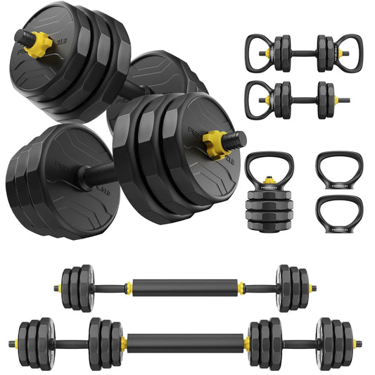 FEIERDUN Adjustable Dumbbells, 68lbs Free Weight Set with 4 Modes, Used as Barbell, Kettlebells, Push up Stand, Fitness Exercises for Home Gym Suitable Men/Women