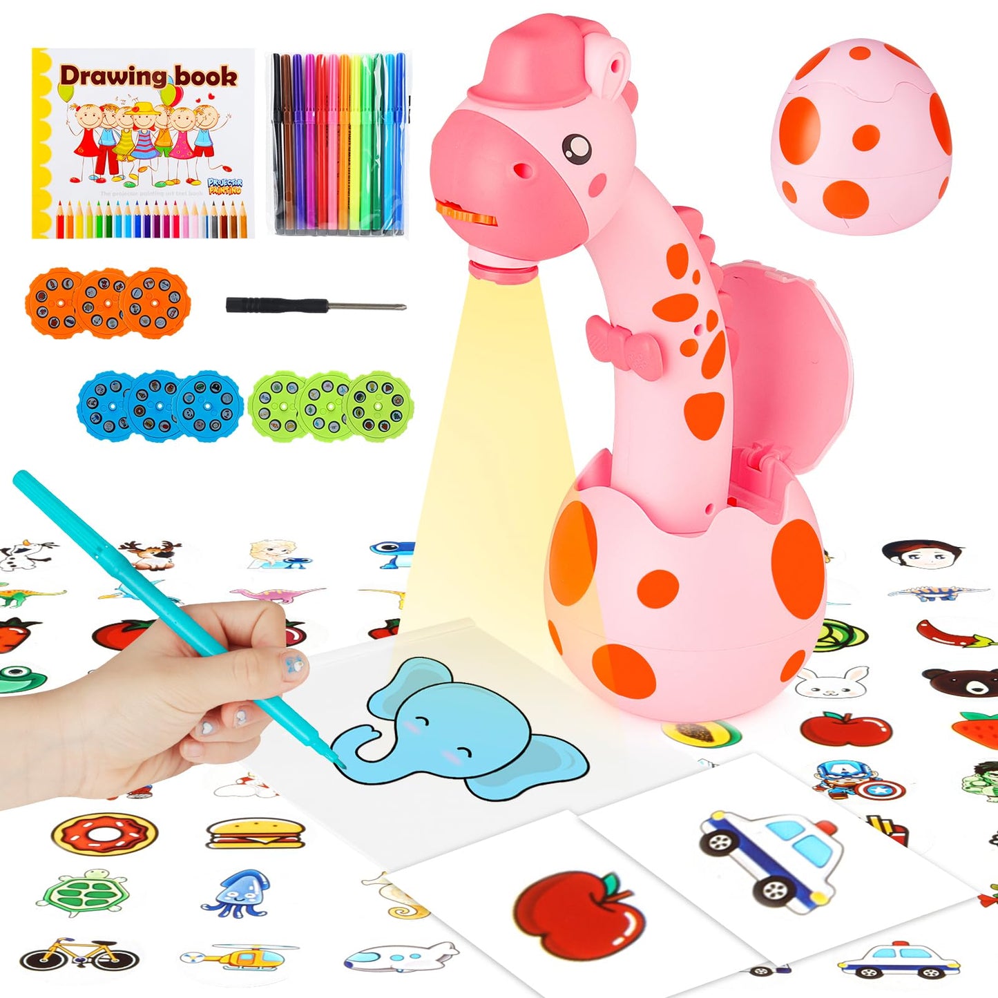 Kids Drawing Projector with 72 Patterns - KETIEE Drawing Projector Table for Kids Trace and Draw Projector Toy Art Projector Drawing Toddler Toy Painting Machine for Boys Girls 3-6 Years Old, Pink