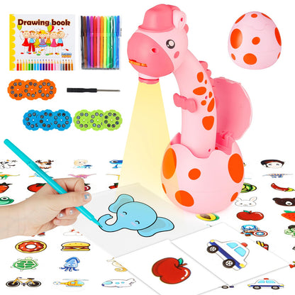 Kids Drawing Projector with 72 Patterns - KETIEE Drawing Projector Table for Kids Trace and Draw Projector Toy Art Projector Drawing Toddler Toy Painting Machine for Boys Girls 3-6 Years Old, Pink