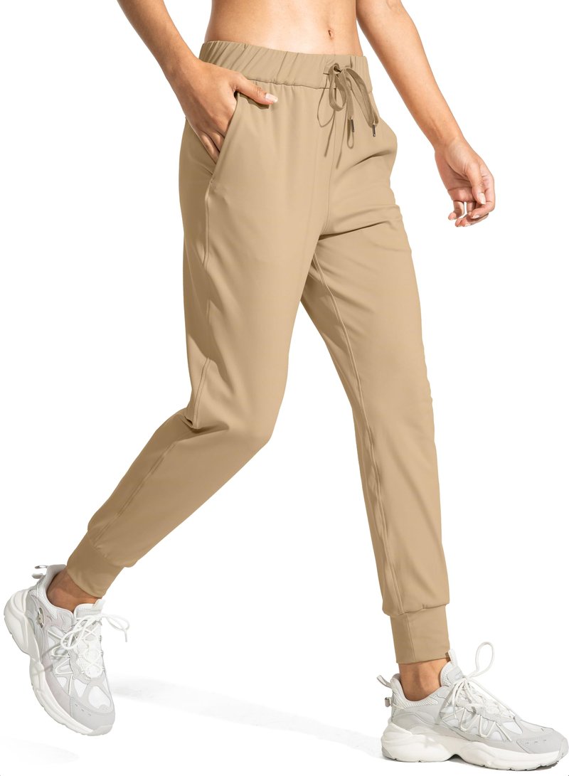 SANTINY Women's Joggers Pants Pockets Drawstring Running Sweatpants for Women Lounge Workout Jogging(Khaki_XS)