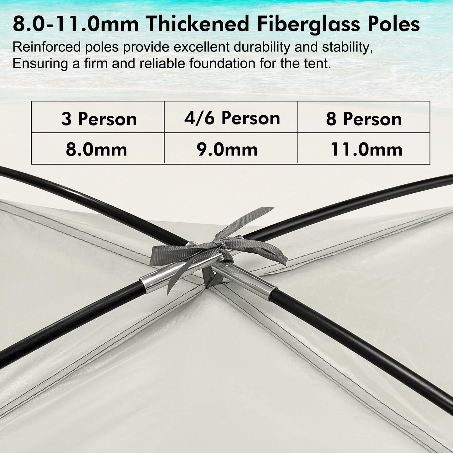WhiteFang Beach Tent Anti-UV Portable Sun Shade Shelter for 6 Person, Extendable Floor with 3 Ventilating Mesh Windows Plus Carrying Bag, Stakes and Guy Lines (Baby's Breath)