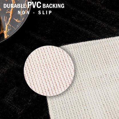 EDS Luxury 2 Piece Greek Bath Mat Set Non Slip Ultra Soft Bathroom Mats Water Absorbent Bath Mats Machine Washable Rug Toilet Mat for Bathroom Floor (Black)