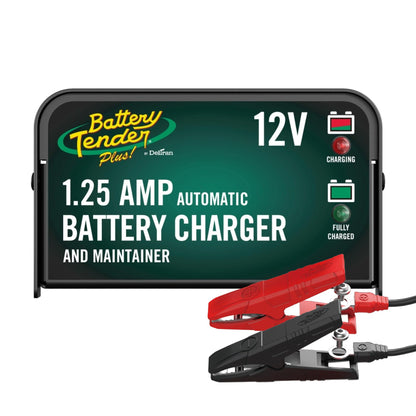 Battery Tender Plus 12V 1.25 AMP Car & Motorcycle Battery Charger and Maintainer, Float Charge for Automotive, and ATVs - Smarter Than a Trickle Charger