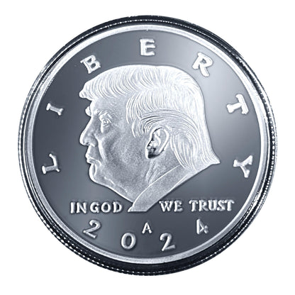 Aizics Mint Donald Trump Silver Coin 2024 with Certificate of Authenticity, President Coin, Trump Coin Collectors, Silver Plated, 38mm x 2mm