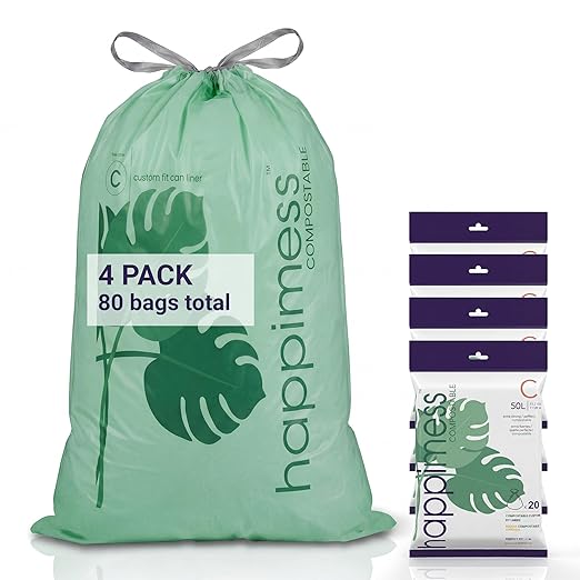 happimess 13.2 Gallon Drawstring Trash Bags, Compostable, Bio-Based