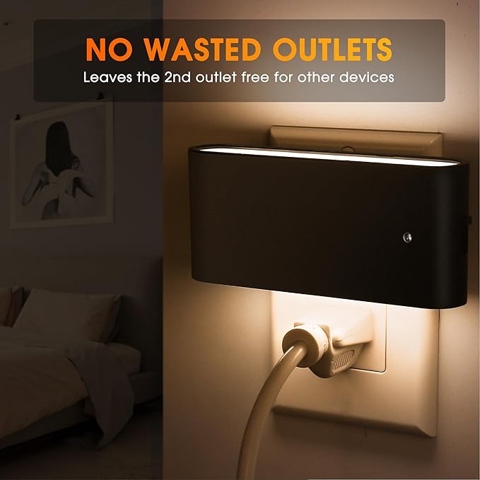 Briignite Night Lights Plug into Wall, 2 Pack, LED Night Light with Dusk to Dawn Light Sensor, Dimmable NightLight Plug in, 3000K Soft White Nightlight for Kids Room Bedroom Hallway Kitchen