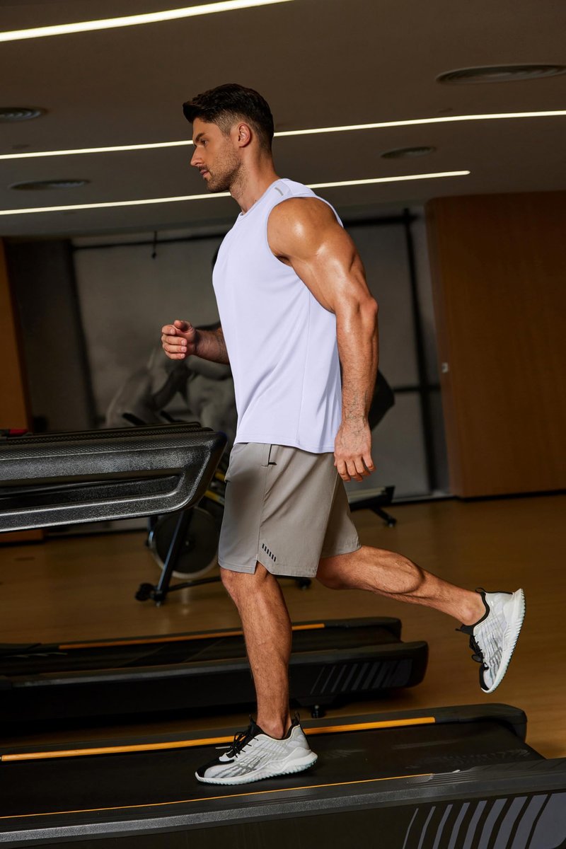 COOFANDY Men Sleeveless Workout T Shirts Muscle Tank Tops for Men Gym Shirts White Summer Athletic Running Tanks L