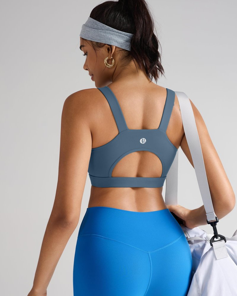 RUNNING GIRL High Impact Sports Bras for Women,Racerback Running Bra Workout Crop Tank Tops Longline Sports Bra Push up(WX2667 Navy Blue XL)
