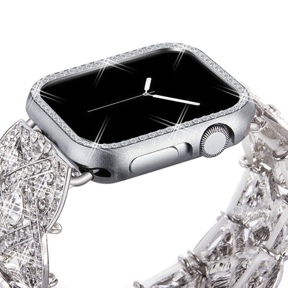 VIQIV Bling Protective Face Bumper Case Cover for Compatible with Apple Watch 38mm 42mm 40mm 44mm, Crystal Diamond Plate Frame Compatible with Apple iWatch Series 4 3 2 1 Silver