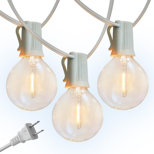 Brightech Ambience Pro LED String Lights - 26 Ft Commercial Grade Patio Lights Outdoor Waterproof - 12 Globe Porch String Lights for Outside, Backyard - 1W Vintage Edison Bulbs, Shine Bright, White