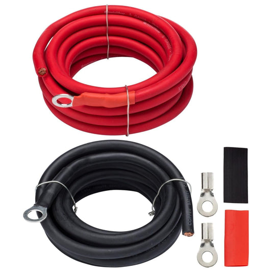 InstallGear AWG 5 Gauge 10ft Battery Power Inverter Cables - 2ct Red/Black Battery Cable for Solar, Auto, RV and Marine, Lawn Mower - 99.9% Deoxigenized Copper, Set - Battery Cable Wire - Battery Wire