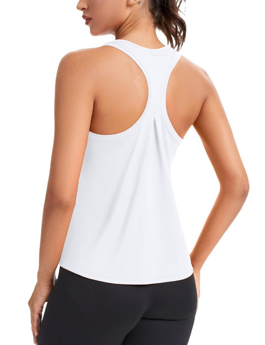 MathCat Women's Workout Tank Tops Racerback Sleeveless Tops Loose Fit Yoga Shirts Athletic Running Tank Top for Women White