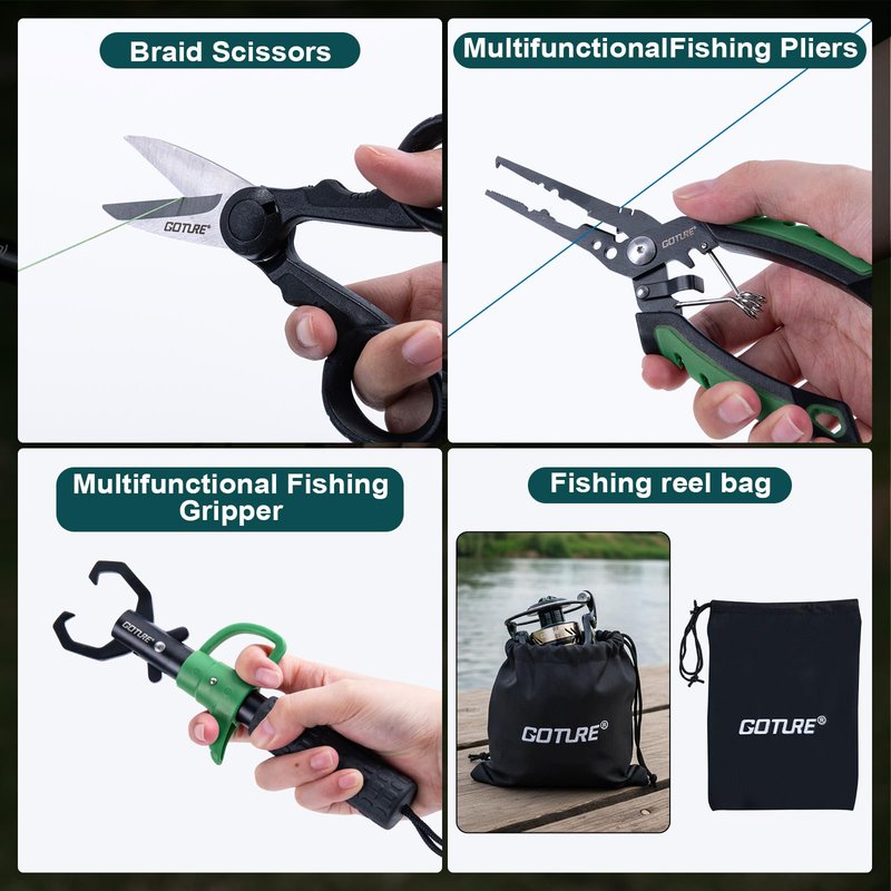 Goture Fishing Rod and Reel Combo - Green Telescoping Fishing Pole Portable Travel Kit with Carrier Bag for Freshwater Saltwater 6FT