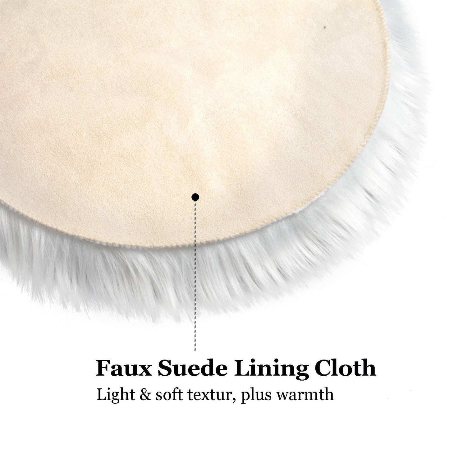 IVON 4pcs 15.5'' White Round Faux Fur Rug, Fluffy Soft Rug Cushion for Chair, Background for Nail Desk Photos