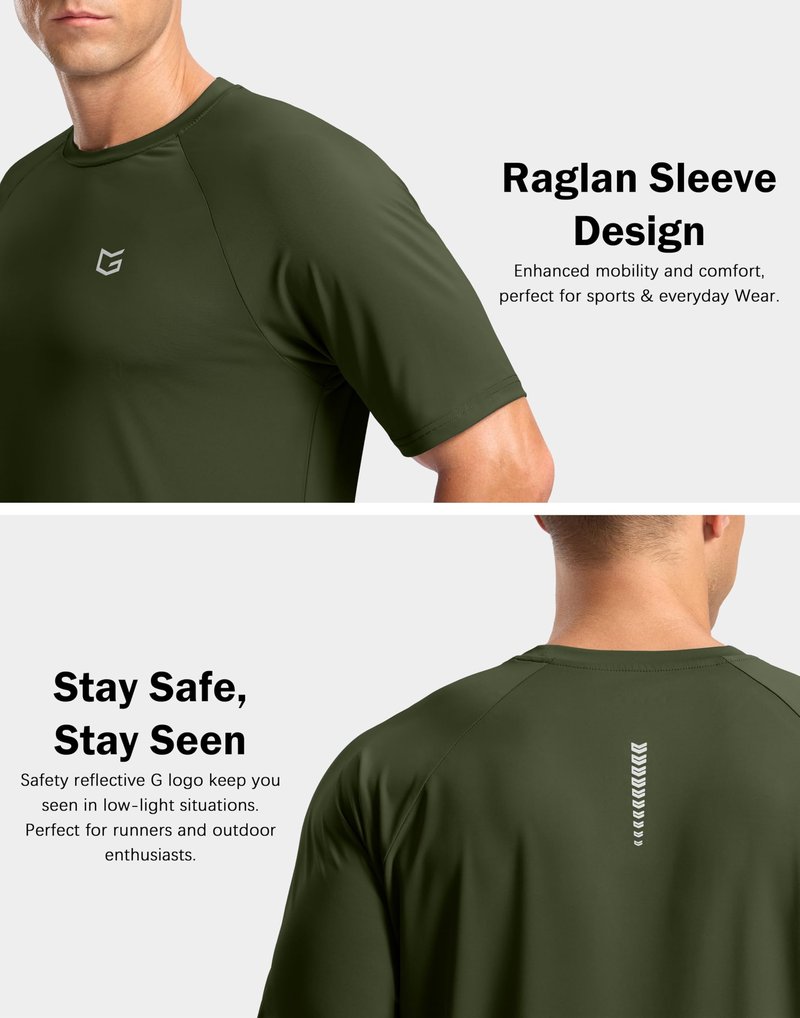 G Gradual Men's Athletic Workout T-Shirts Moisture Wicking Cooling Running Shirts Short Sleeve Performance Tee for Gym Tennis(Olive,4XL)