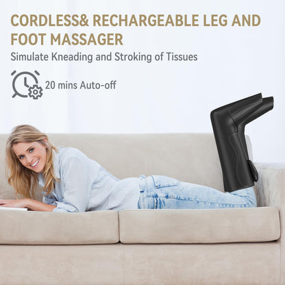 FIT KING Upgraded Cordless Leg Foot Massager for Pain Relief and Circulation, Relax Recovery Therapy, Rechargeable & Portable Compression Boots Calf Compression with Travel Bag - Famliy Healthy Gift