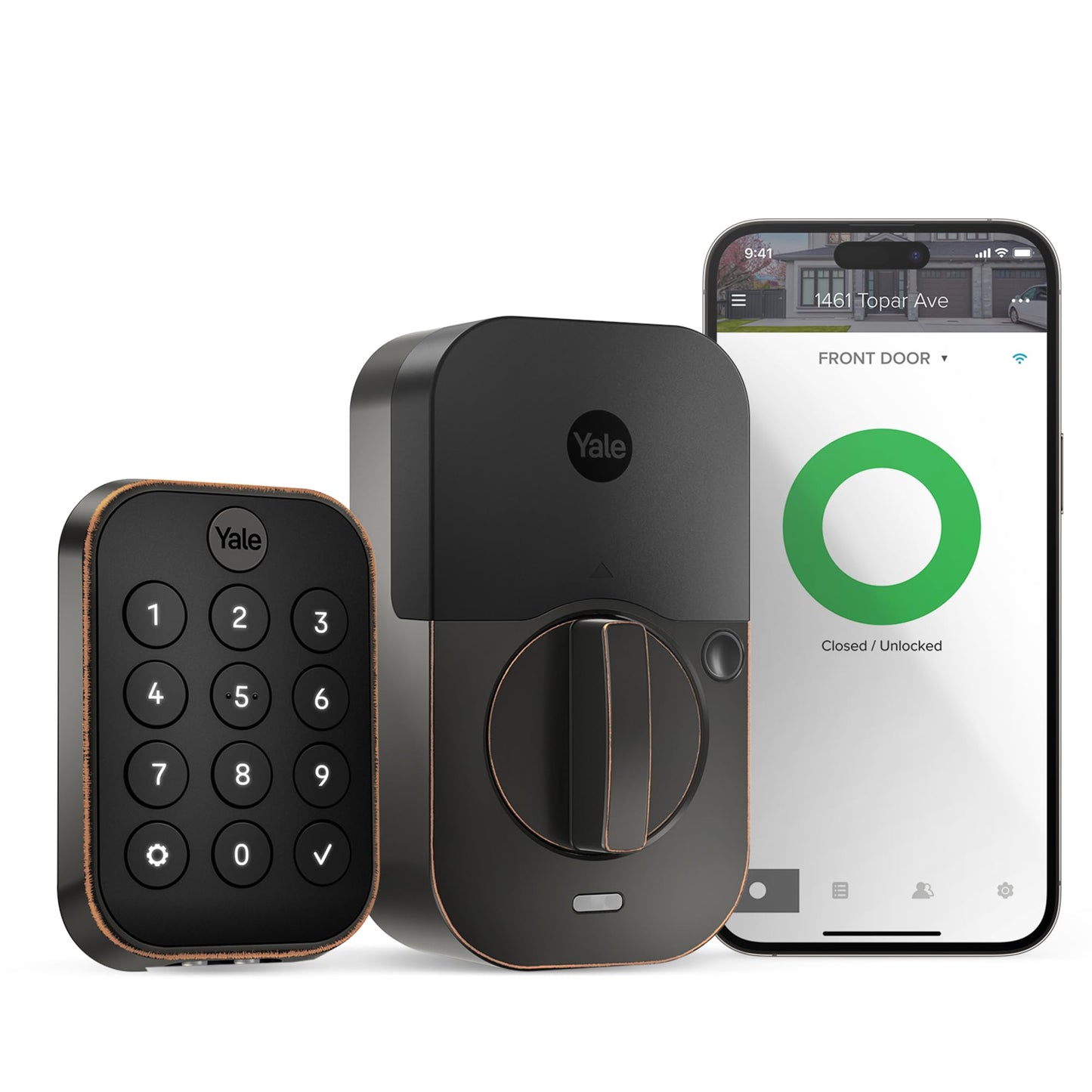 Yale Security Assure Lock 2 Deadbolt, Black Suede Keyed Smart Entry Door Lock with Wi-Fi Connected Keypad for Code Entry and Remote Access, YRD410-WF1-BSP