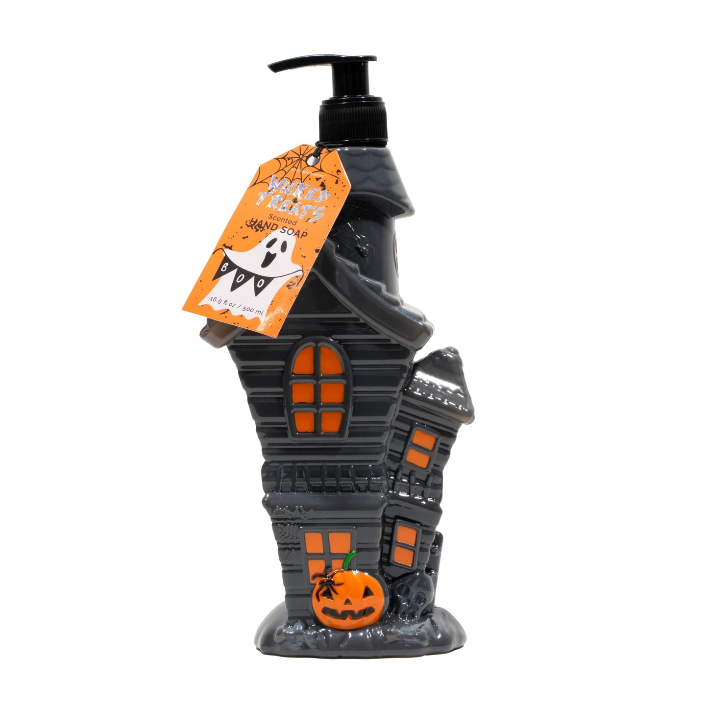 Simple Pleasures Haunted House Scented Liquid Hand Soap Dispenser - Autumn & Halloween Novelty Décor – Decorative Refillable Hand Pump for Kitchen Countertop and Bathroom Sink