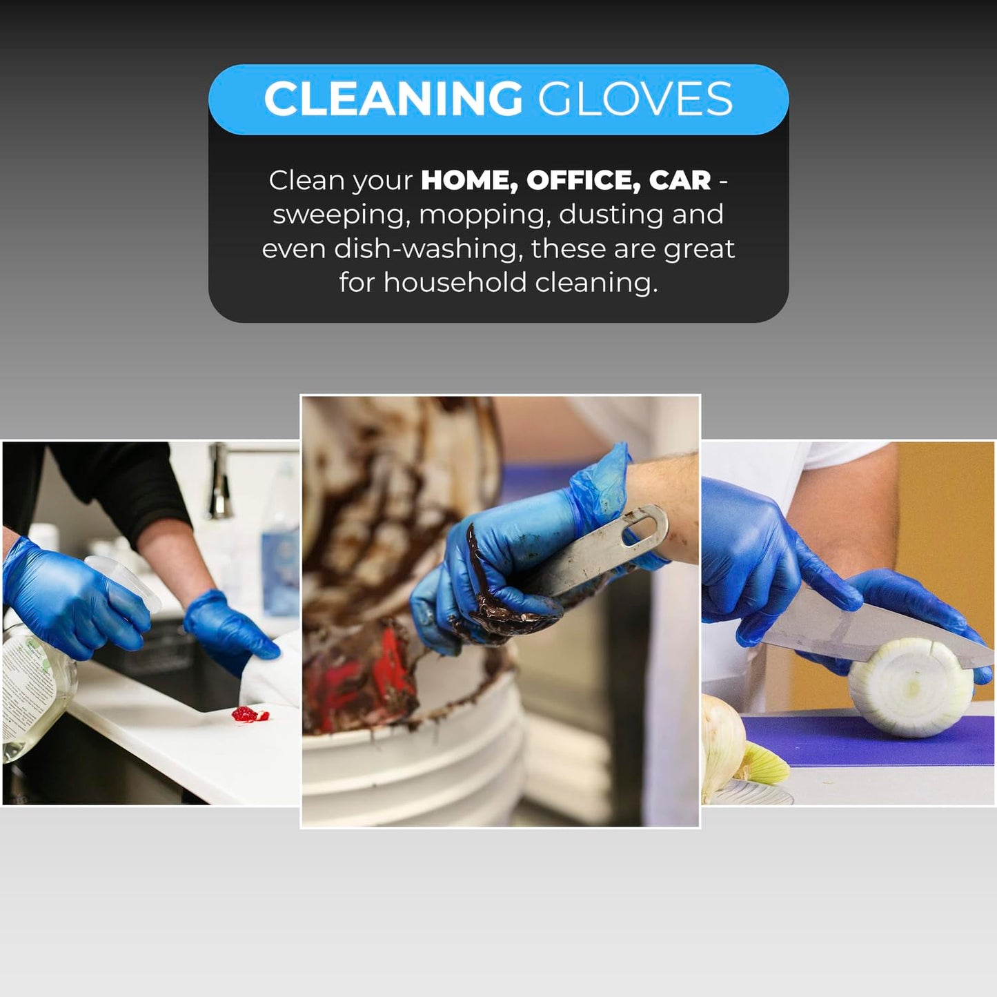 eatasty Disposable Gloves, Size M, Pack of 1000, Blue Vinyl Gloves, Powder Free, Latex Free, Comfortable Fit, Suitable for Food Handling, Cleaning, Hairdressing & Multi-Purpose Use