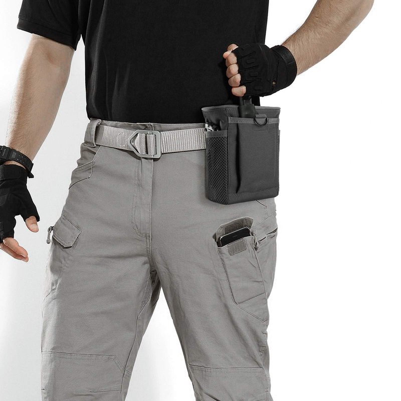 FRTKK Tactical Molle Drawstring Magazine Dump Pouch Outdoor Ammo Pouch, Adjustable Military Utility Belt Fanny Hip Holster Bag (Black)