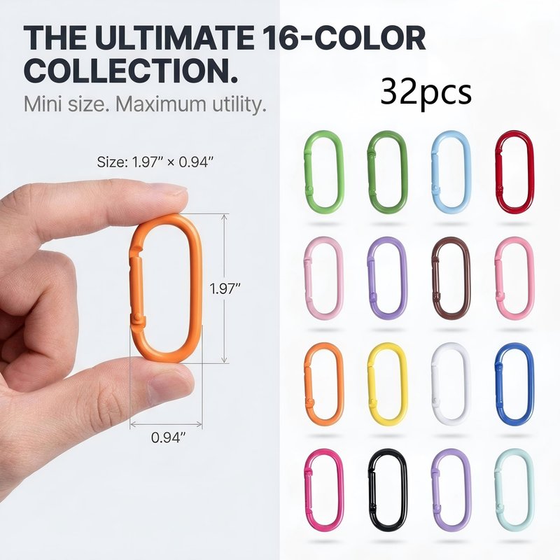 WTYONZEL 32Pcs Colorful Carabiner Clips,Oval Spring Clips Keychain Clip,Cute Carabiner Aluminum Hook Accessories Snap Link Key Chain Ring Hook