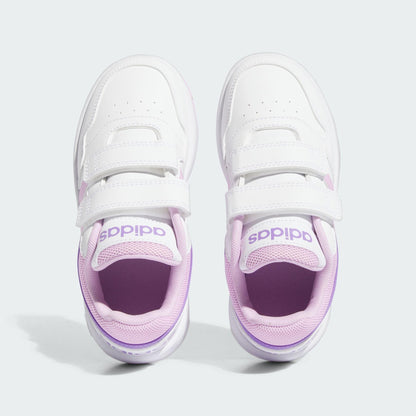 adidas Hoops Lifestyle Basketball Hook-and-Loop Shoes, Cloud White/Lilac/Violet Fusion, 2.5 UK
