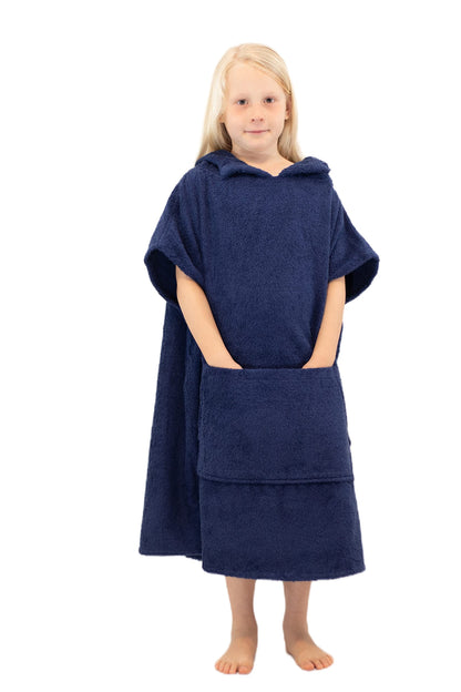 ALLEN & MATE 100% COTTON Kids Hooded Towel Poncho - 380 GSM, Safety Certified | Oversized Changing Robe for Boys & Girls