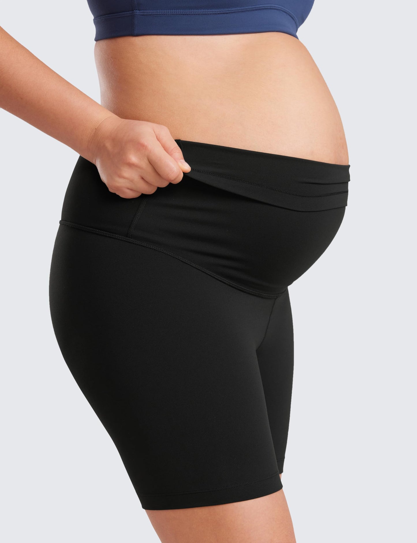 CRZ YOGA Women's Butterluxe 6" Maternity Shorts Over The Belly - Over Bump Yoga Sports Biker Shorts Pregnancy Leggings Black 12