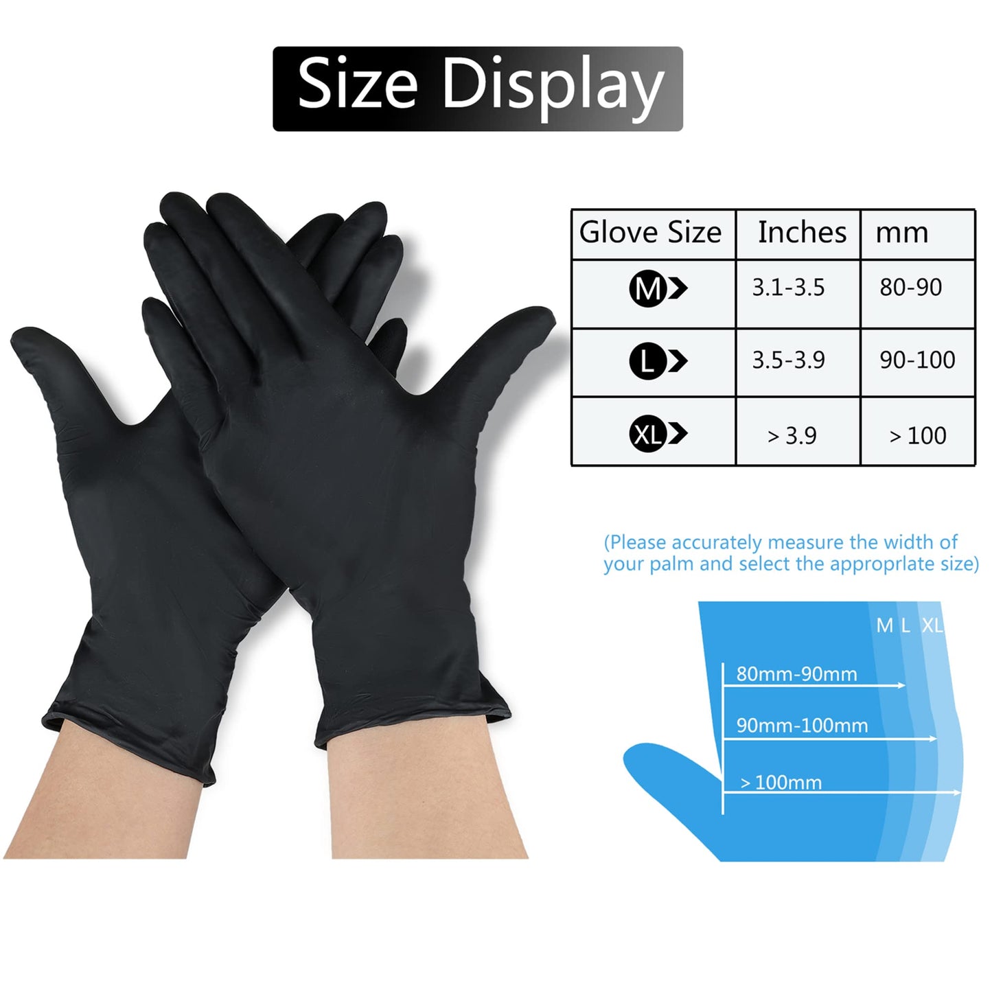 akgk Nitrile Gloves, 100 Pcs Disposable Black Nitrile Gloves Large, Cleaning Gloves for Cooking, Household & More, Powder-Free, Latex-Free