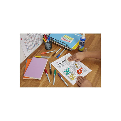 EXPO Visa Vis Wet Erase Markers Fine Point Black 12-Pack Ideal for Classroom and Homeschool Use